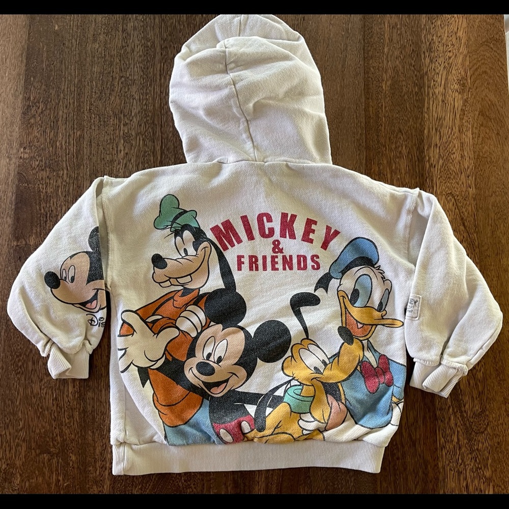 Zara Mickey and Friends Hoodie in Cream